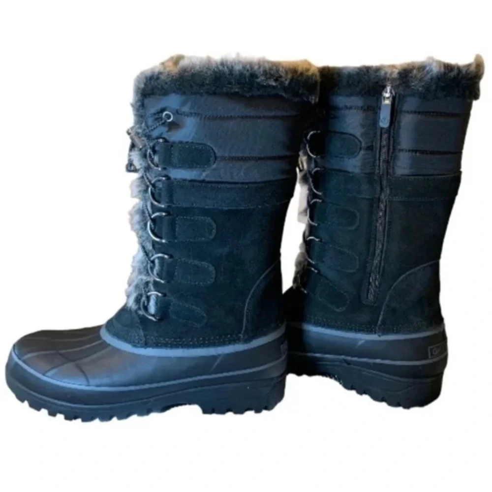LANDSEND Hillary Snow Boots, Warm Winter Boots, Rugged, Faux Fur With Side Zip